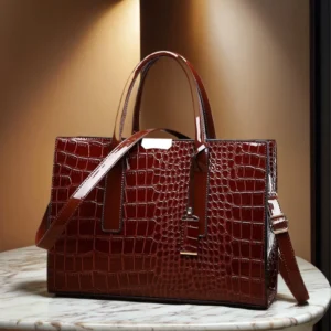 Bolsa Tote Vintage Croco: Elegância Executiva e Amplo Espaço